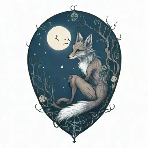Fox spider witch moon intertwined representing the client's tattoo design idea