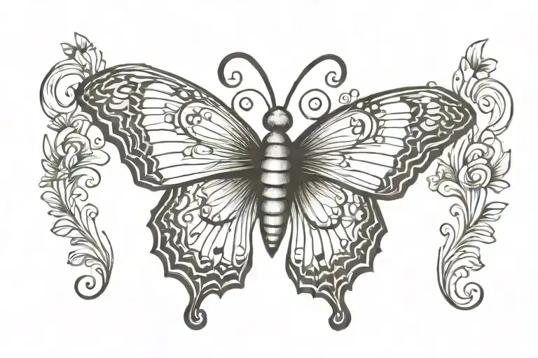 butterfly with fingerprint tattoo design idea