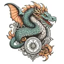 I want a tattoo that goes from the upper arm to the chest with nipple, maybe a snake or a dragon tattoo design idea