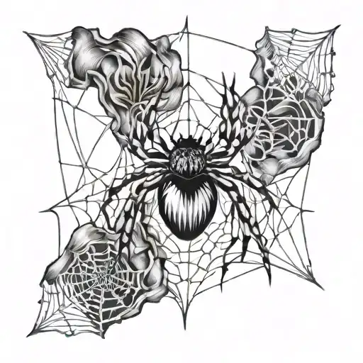 spiderweb with an eye in the middle with two irises tattoo design idea