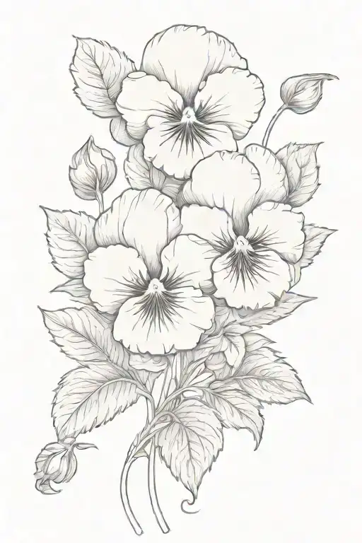a couple of pansies with long stems entertwined tattoo design idea