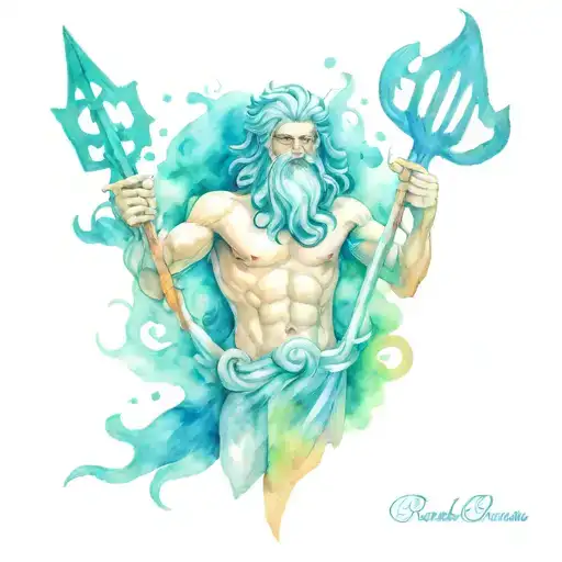 Poseidon holding a trident tattoo design idea