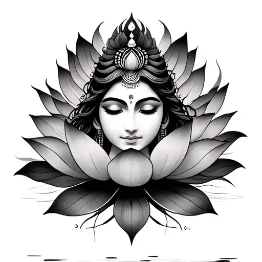 lotus flower and devi sati being tattoo design idea
