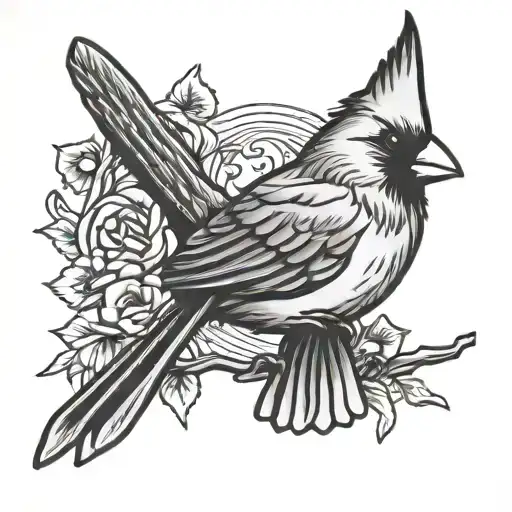 traditional cardinal flash design tattoo design idea