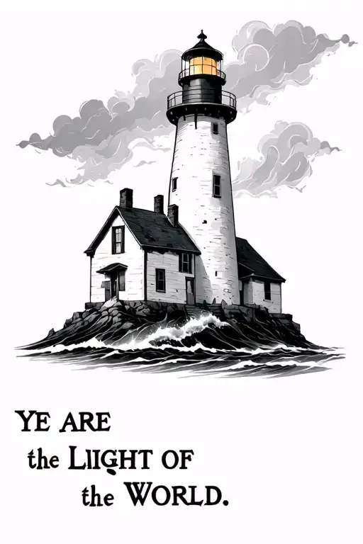 "Ye are the Light of the World " Cape Hateras Lighthouse stormy condition tattoo design idea