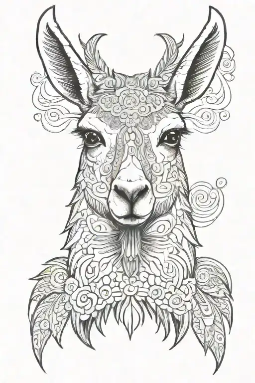 llama surrealism tattoo design idea
