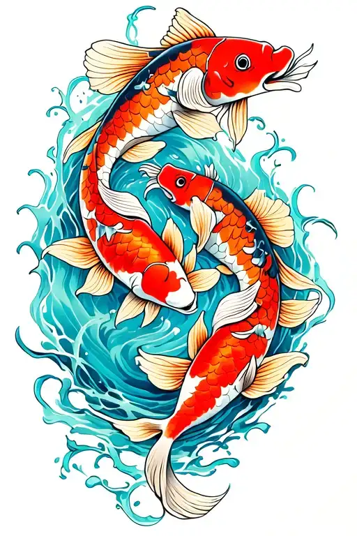 Three koi fish swimming upstream with a vine thin long tattoo design idea