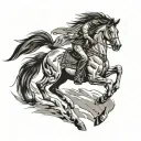 Native American Indian riding horse galloping tattoo design idea