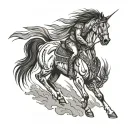 Native American Indian riding horse galloping tattoo design idea
