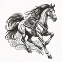 Native American Indian riding horse galloping tattoo design idea