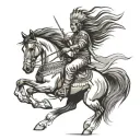 Native American Indian riding horse galloping tattoo design idea