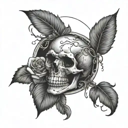 skull surrounded long live taye🕊️ tattoo design idea