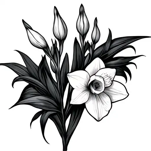 Gladiolus And Narcissus tattoo design idea