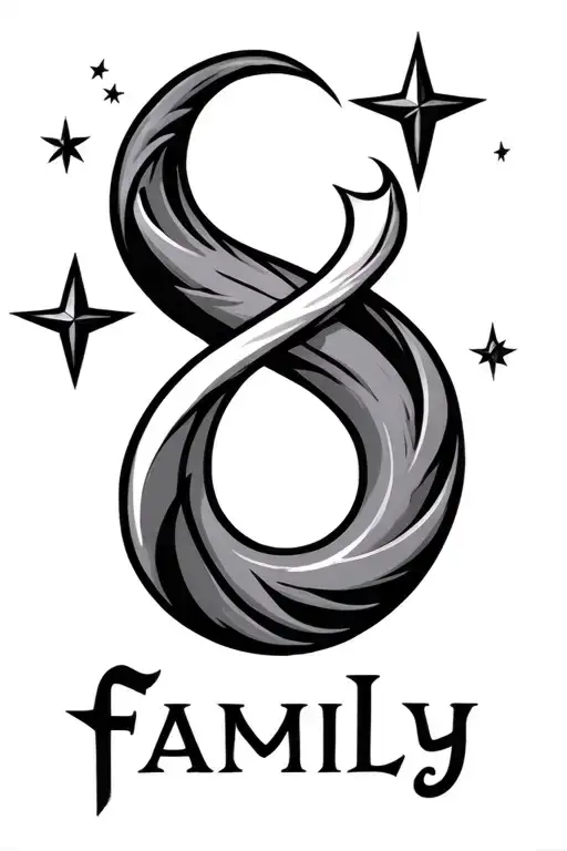 Stars has 5 branches with infinite sign with family tattoo design idea