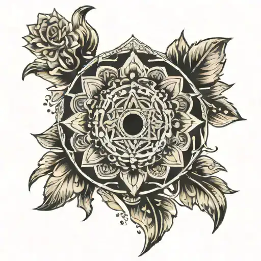 hand of fatima plus mandala tattoo design idea