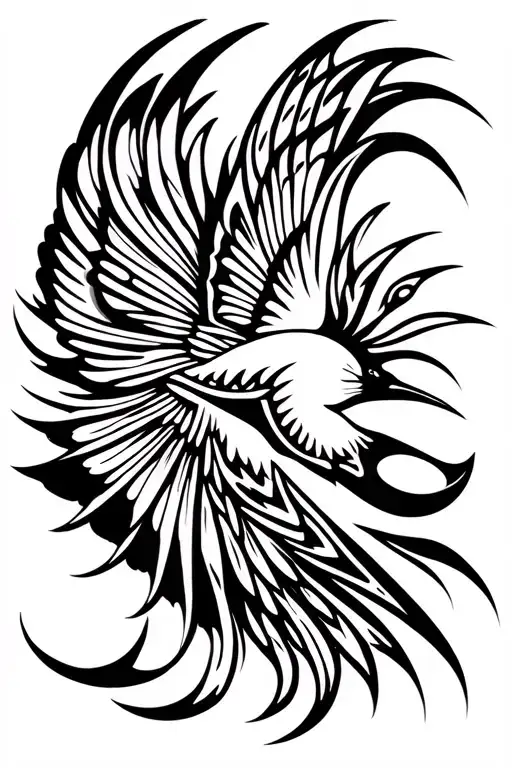 fantail bird flying tattoo design idea