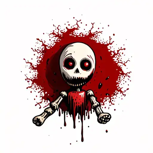 scary voodoo doll with blood dripping  tattoo design idea