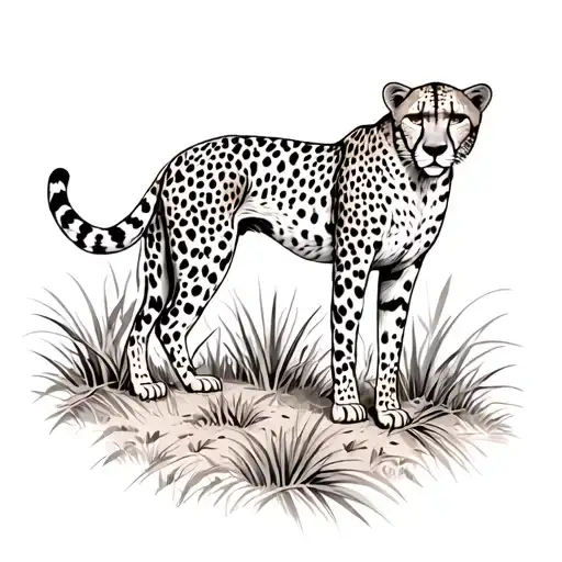 cheetahs in the savana jungle tattoo design idea