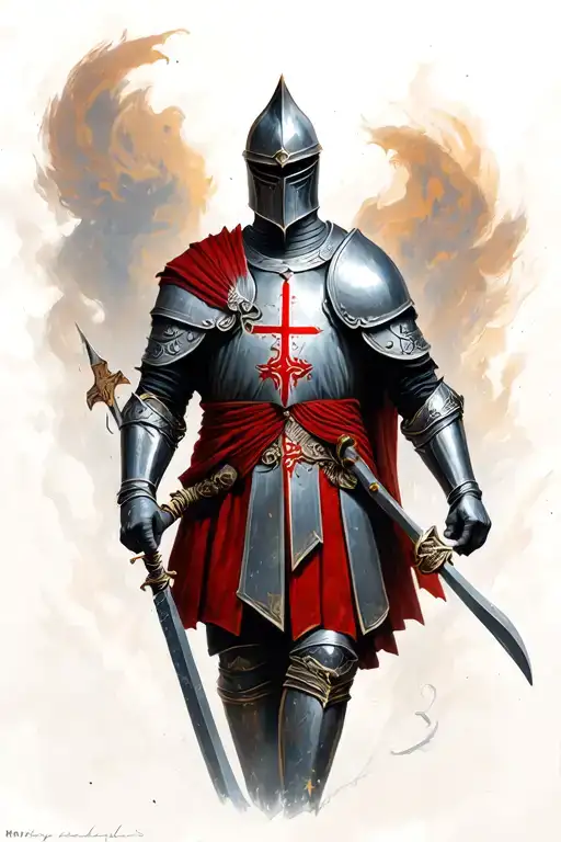 knight Templar, battle, warrior tattoo design idea
