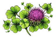 Scottish thistle with clover intertwined tattoo design idea