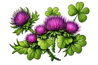 Scottish thistle with clover intertwined tattoo design idea