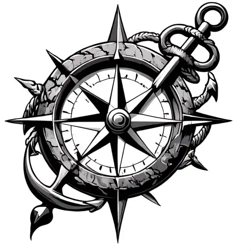 Compass, rock motif, Wasserklekse, anchor Viking 2 tattoo design idea