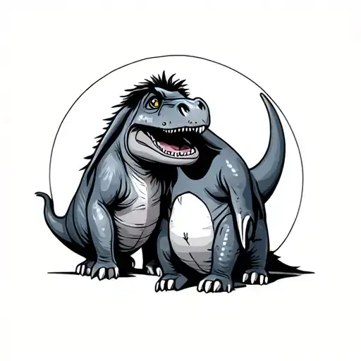 trex and eeyore covering sadness tattoo design idea
