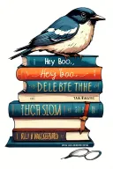 A stack of five  books  inspired by 'To Kill a Mockingbird' include the words Hey Boo, delete the adjectives tattoo design idea
