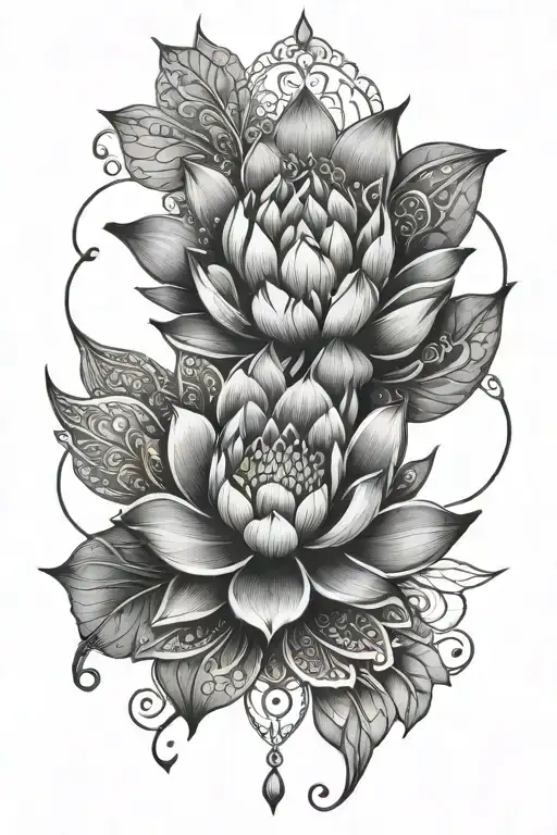 mandala design and lotus flower tattoo design idea