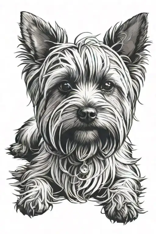 Yorkshire Terrier dog sitting back, bracelet tattoo tattoo design idea
