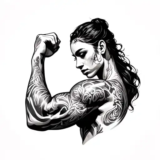 side bicep pose tattoo design idea