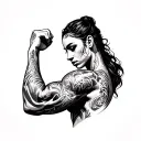 side bicep pose tattoo design idea