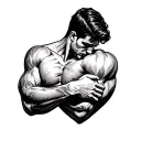 side bicep pose tattoo design idea
