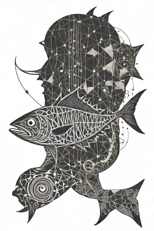 tuna fish outline bones only tattoo design idea