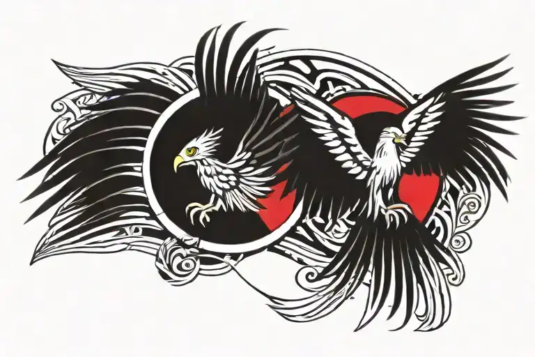 Philippine eagle and Philippines flag tattoo design idea