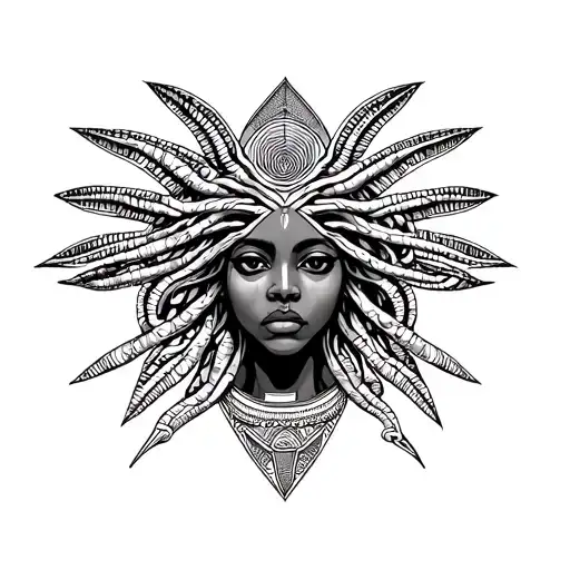African American Medusa tattoo design idea