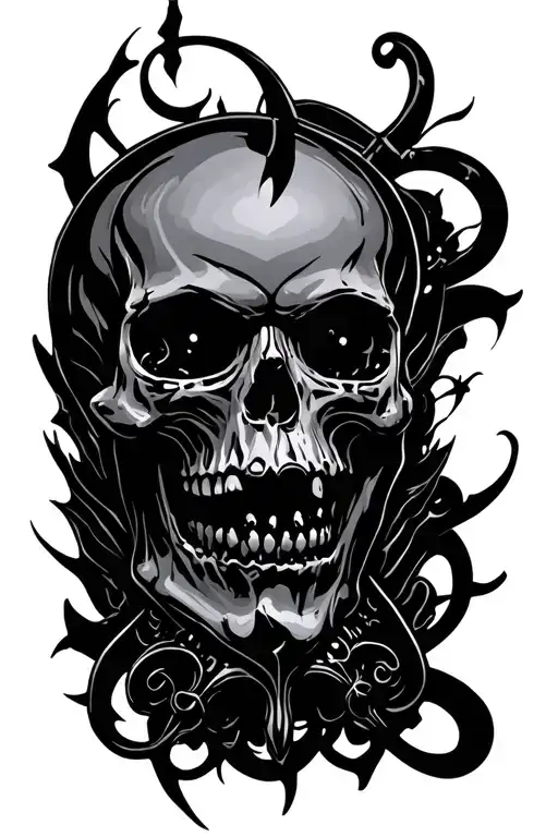 cyber sigilism black gothic skulls tattoo design idea