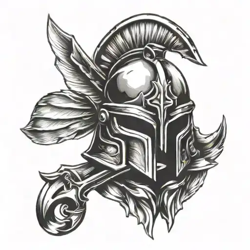 dagger valkyriewings spartan helmet tattoo design idea