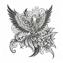 phoenix with butterfly  tattoo design idea