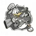 Donald Duck with a gun pointed at the viewer tattoo design idea