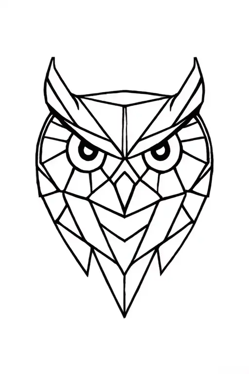 geometric owl head tattoo design idea