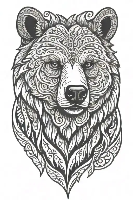 Nordic bear head tattoo design idea