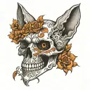 skull and fox tattoo design idea