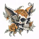 skull and fox tattoo design idea