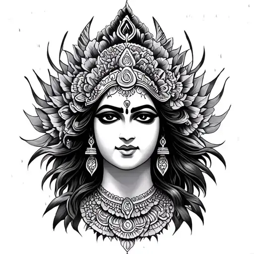 spiritual, soul connectivity one god, maa Kali  tattoo design idea
