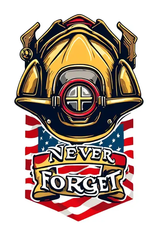 firefighter helmet 343 never forget tattoo design idea