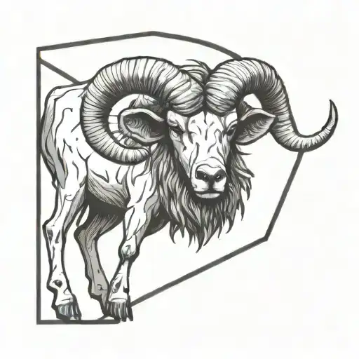 Aries in half realistic and half geometric style tattoo design idea