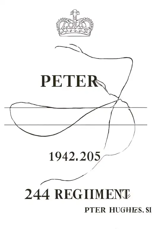 "Peter Hughes 1942-2025" 2/4 regiment logo incorporated tattoo design idea