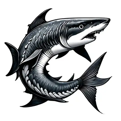 shark pisces symbol tattoo design idea