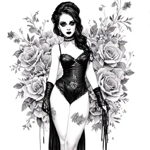 goth pin up girl tattoo design idea